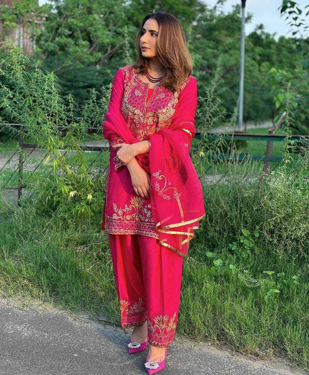 Chinon Embroidered Pink Salwar Suit - MYLUXURY LANE ENTERPRISE